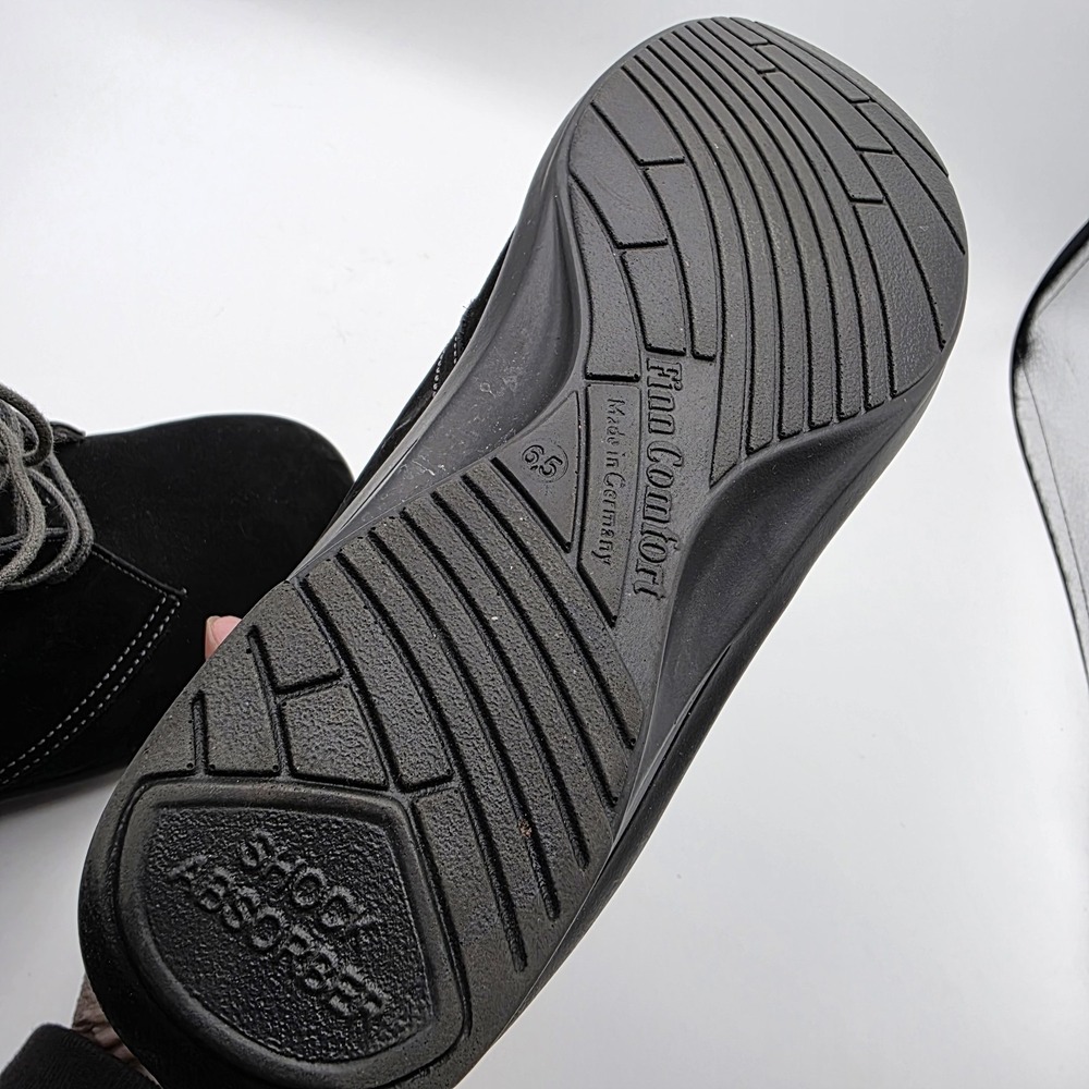 Finn Comfort Boots Mostar Womens 6.5 Black Nubuck Leather‎ Ankle Comfort Lace Up - Picture 9 of 11